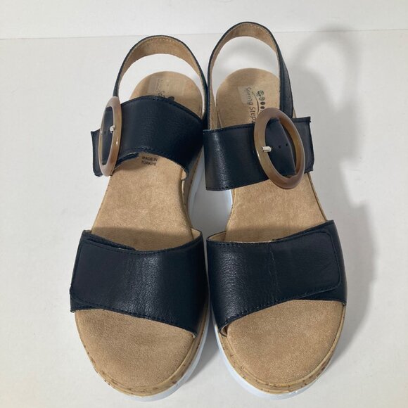 Womens Spring Step Abarah Leather Sandals Black 39 8/8.5 NWOT - Picture 2 of 11
